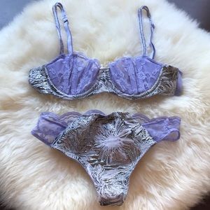 NWT Victoria’s Secret purple brocade bra panty set